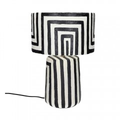 TABLELAMP STR BLACK AND WHITE PAPER MACHE     - TABLE LAMPS